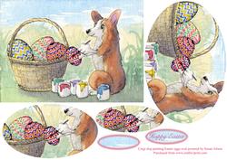 Corgi Dog Painting Easter Eggs Oval Pyramage