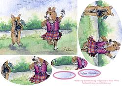 Welsh Corgi Scottish Dancing Oval Pyramage