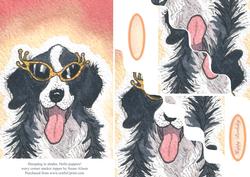 Sheepdog in Shades. Hello Puppies! Wavy Corner Stacker