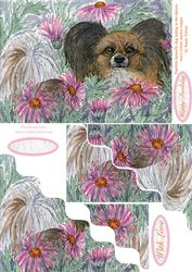 Papillon Butterfly Dog Hiding in the Daisies Wavy Corner