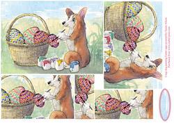 Corgi Dog Painting Easter Eggs Pyramage