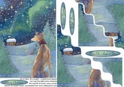 A Greyhound Gazes Out Over the Starlit Snow - 
