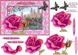 Red Roses in the Garden Topper with Butterfly Decoupage