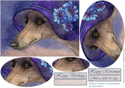 Whippet of mystery, greyhound dog in fabulous hat