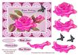 Pink Rose on Lace Topper with Butterfly