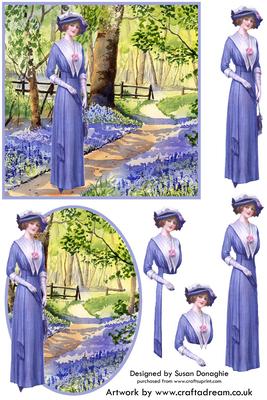 Lady Walking in Bluebell Woods