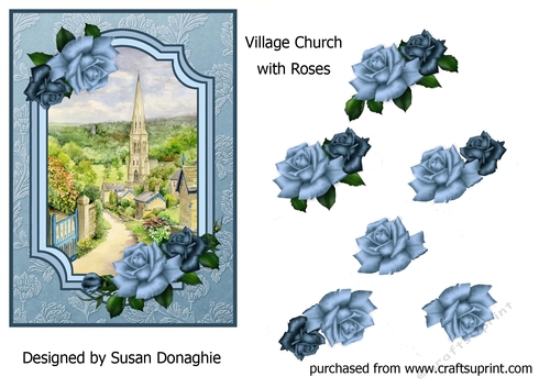 Village Church with Roses