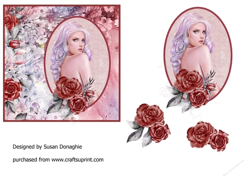 Glam Glitter Lady with Red Roses