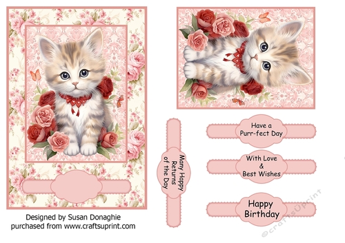Cute Kitten with Roses