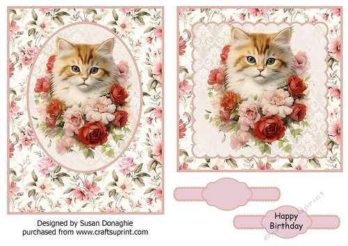 Cute Kitten with Roses 02