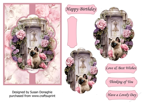 Siamese Kitten on the Doorstep Scalloped Oval Stacker