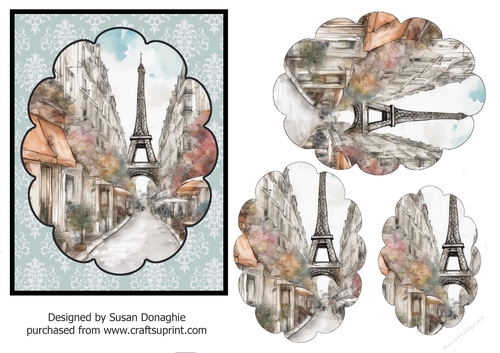 Paris Scene Scalloped Oval Pyramage 02