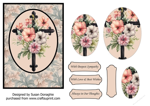 Sympathy Floral Cross 03