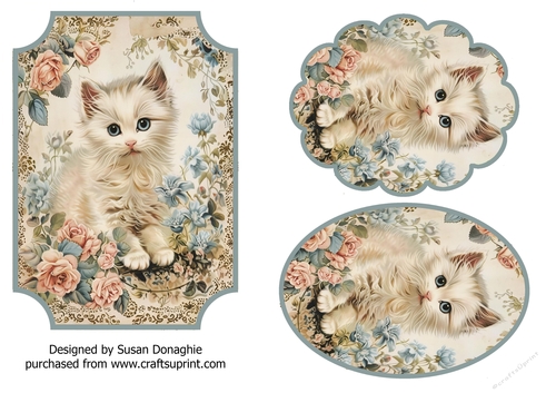 Vintage Floral Kitten
