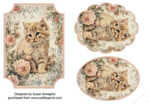Vintage Floral Kitten #2