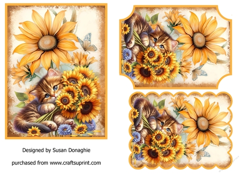 Kitten in the Sunflowers