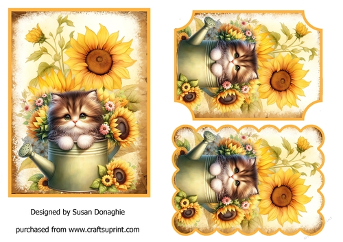 Kitten in the Sunflowers #2