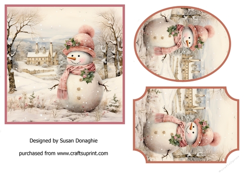 Pink Snowman #2 Toppers