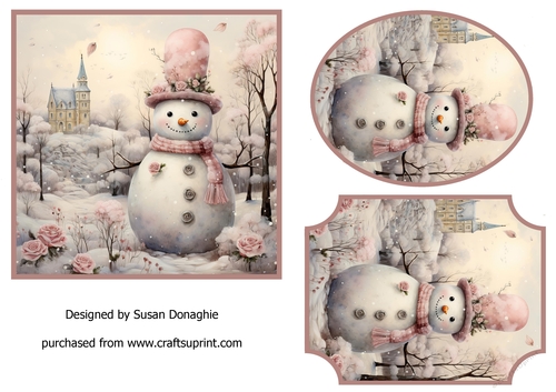 Pink Snowman #3 Toppers