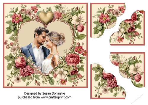 Victorian Heart Romance Envelope 7x7 Card