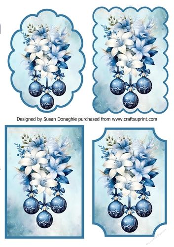 Blue Christmas Flowers & Baubles