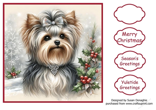Christmas Yorkie 8x8