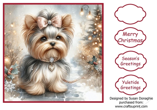 Christmas Yorkie 8x8 #2