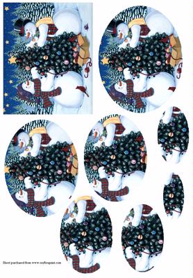 Snowmen with Christmas Tree