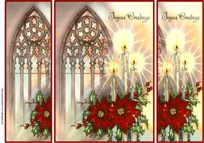 Church Window, Candles & Poinsettias Gatefold