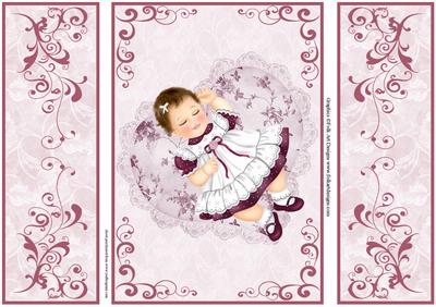Baby Girl on Heart Shaped Pillow