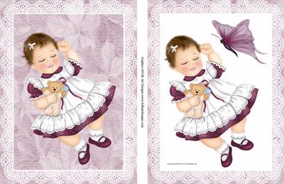 Baby Girl in Lace Frame Card Front