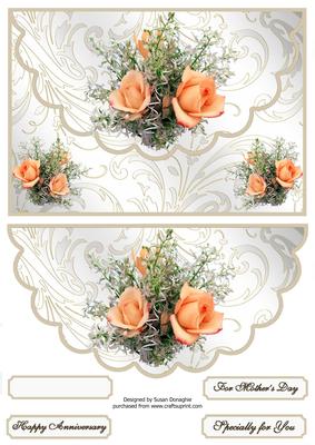 Gilded Flourish Roses Mock Envelope