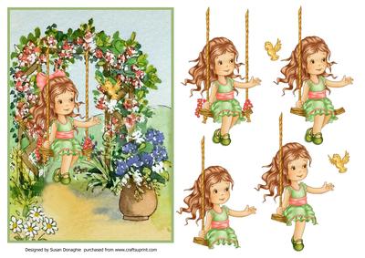 Little Girl on the Garden Swing
