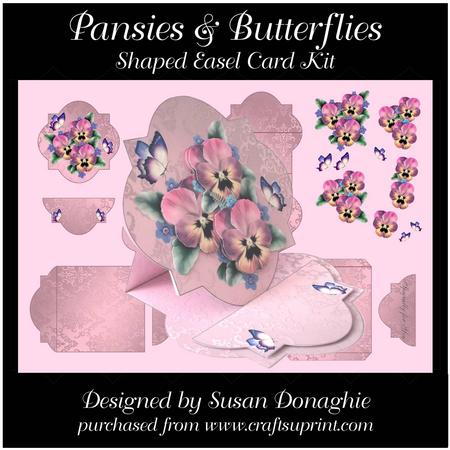 Pansies & Butterflies Shaped Easel Card Kit