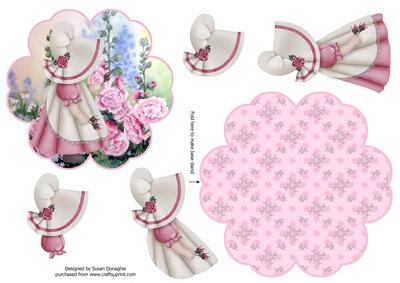 Sweet Sue in the Hollyhocks Petal Stand Card