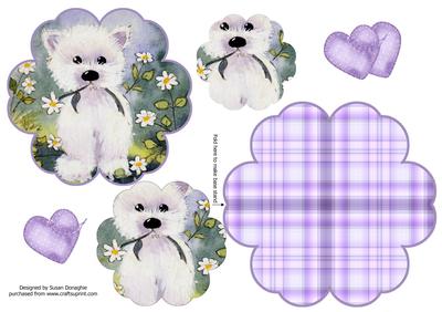 Cute Westie in the Daisies Petal Stand Card