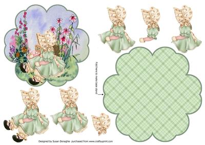 Sally Sitting in the Flowers Petal Stand Card