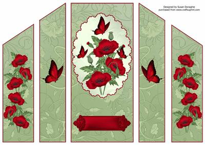 Poppies & Butterflies Theatrefold Card Panels