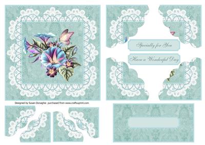 Morning Glory Lace & Pearls Scalloped Corner Stacker