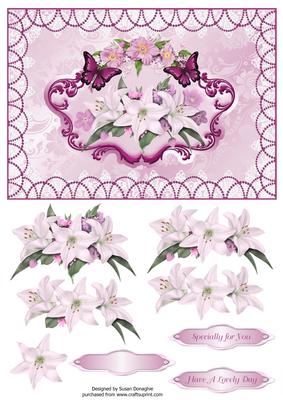 Lilies & Butterflies in the Pink
