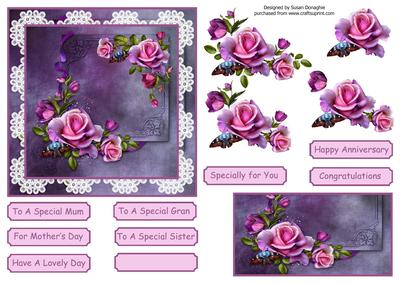 Ribbons & Roses Card Front/easel Topper