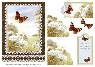 Red Admiral & Daisies Corner Pocket Card