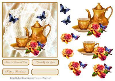 Tea Time Rose 5x5 Card Front
