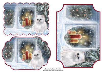 Christmas Kitten at the Window Plaques