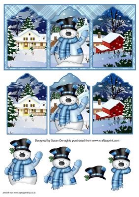 Welcome to Snowman's Winter Village Triptych