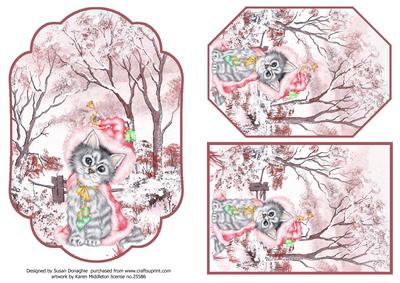 Santa Kitty in Winter Woods