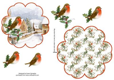 Christmas Robin Petal Stand Card