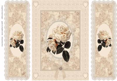 Cream Roses, Lace & Pearls Gatefold