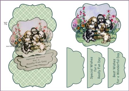 Puppies in the Garden Easel Card