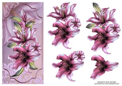 Lilies in the Pink Dl Card Front